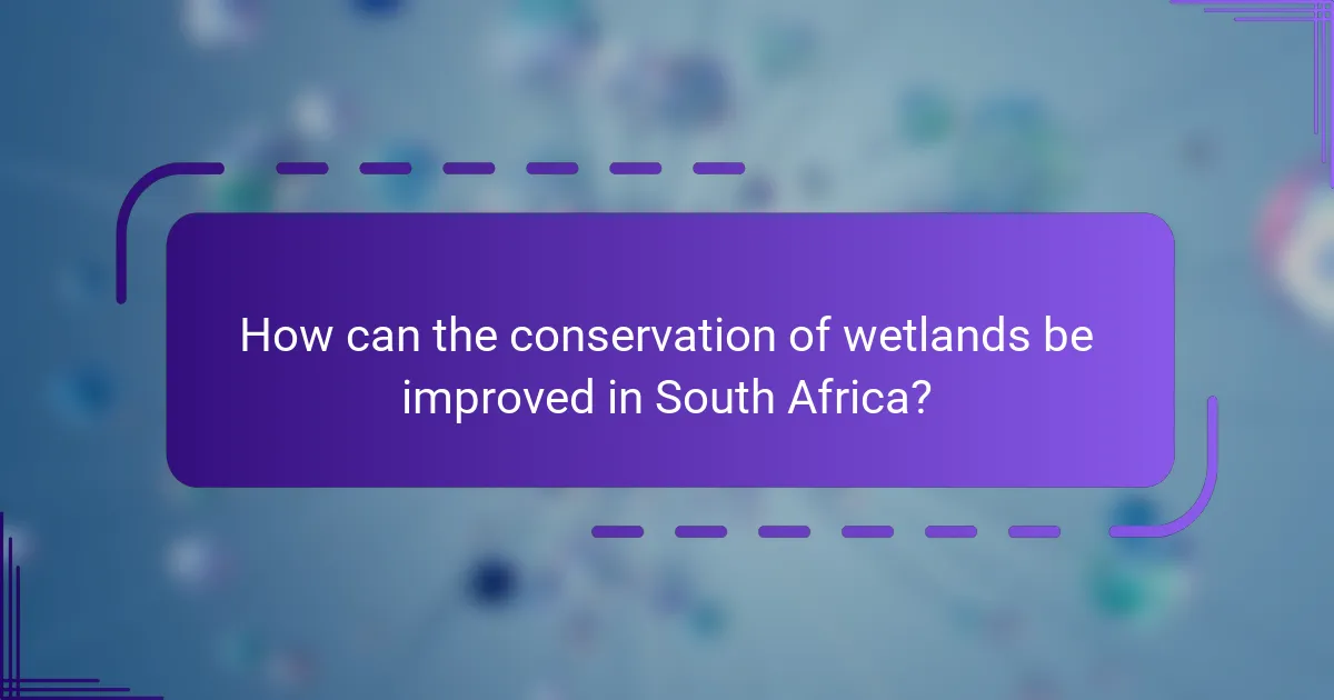 How can the conservation of wetlands be improved in South Africa?