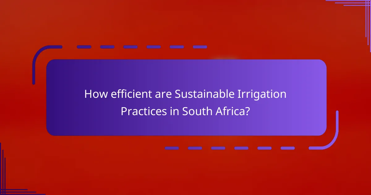 How efficient are Sustainable Irrigation Practices in South Africa?
