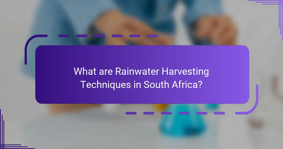 What are Rainwater Harvesting Techniques in South Africa?