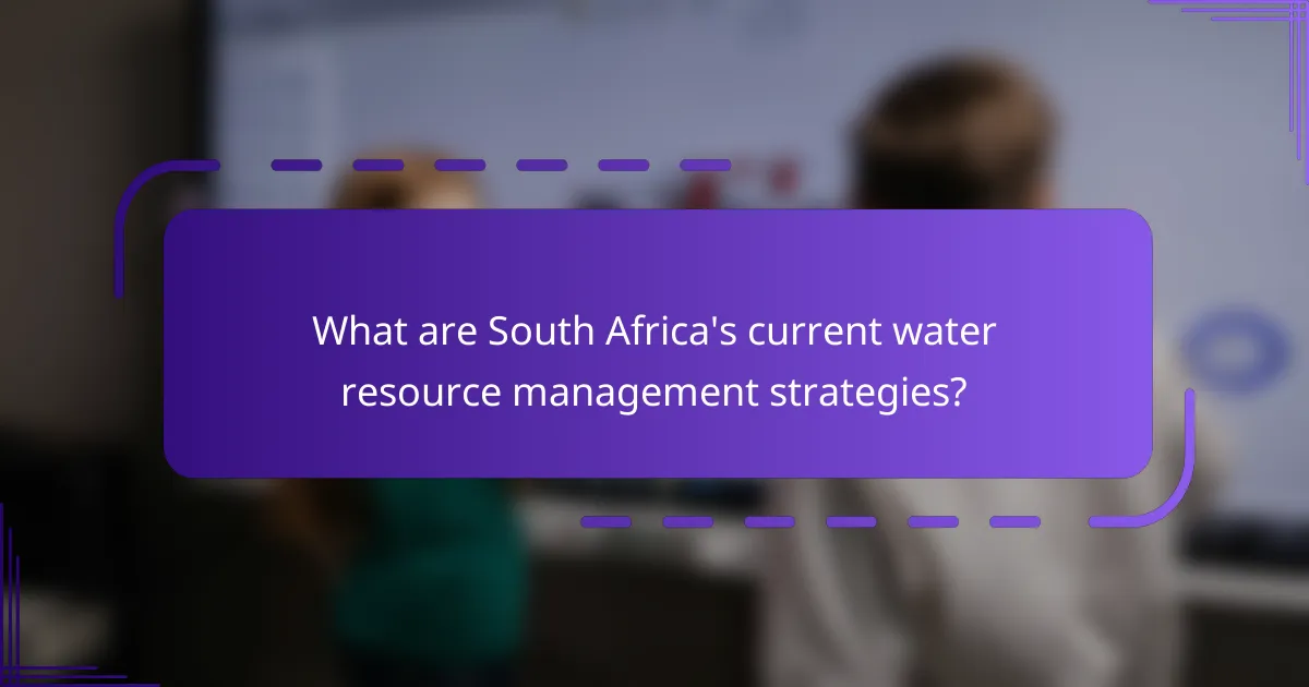 What are South Africa's current water resource management strategies?