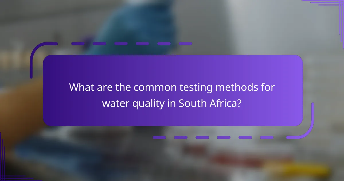 What are the common testing methods for water quality in South Africa?