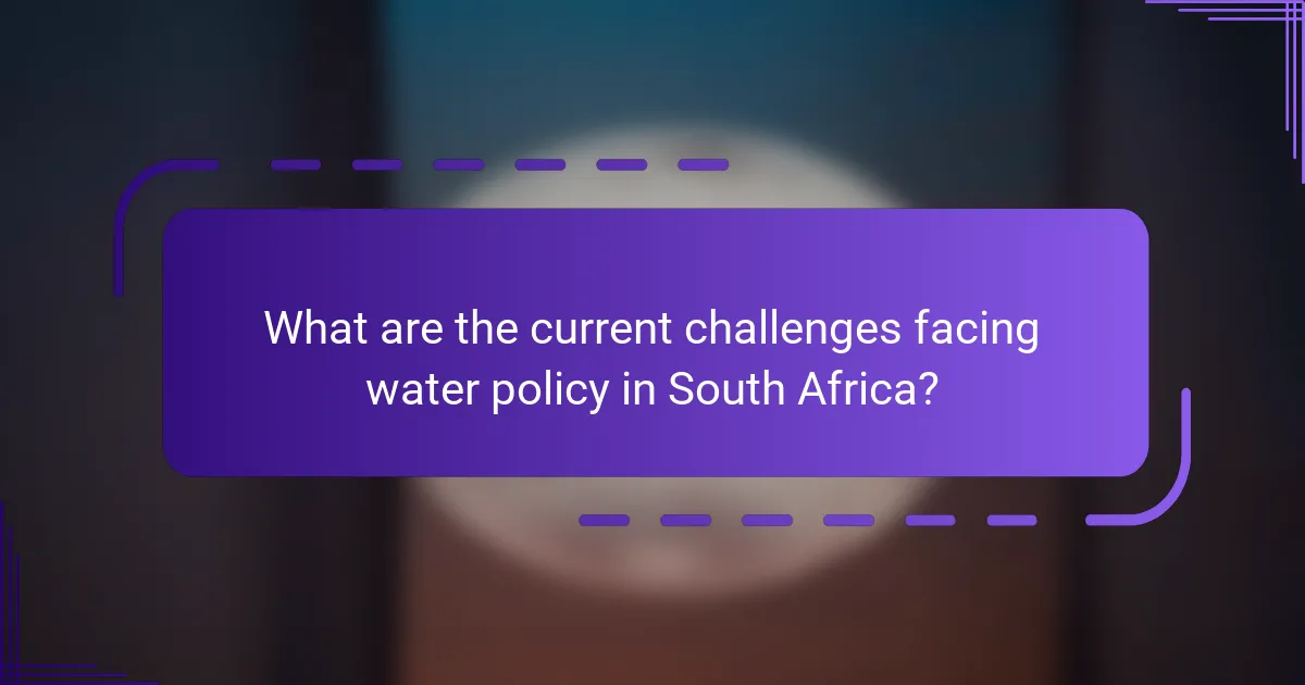 What are the current challenges facing water policy in South Africa?