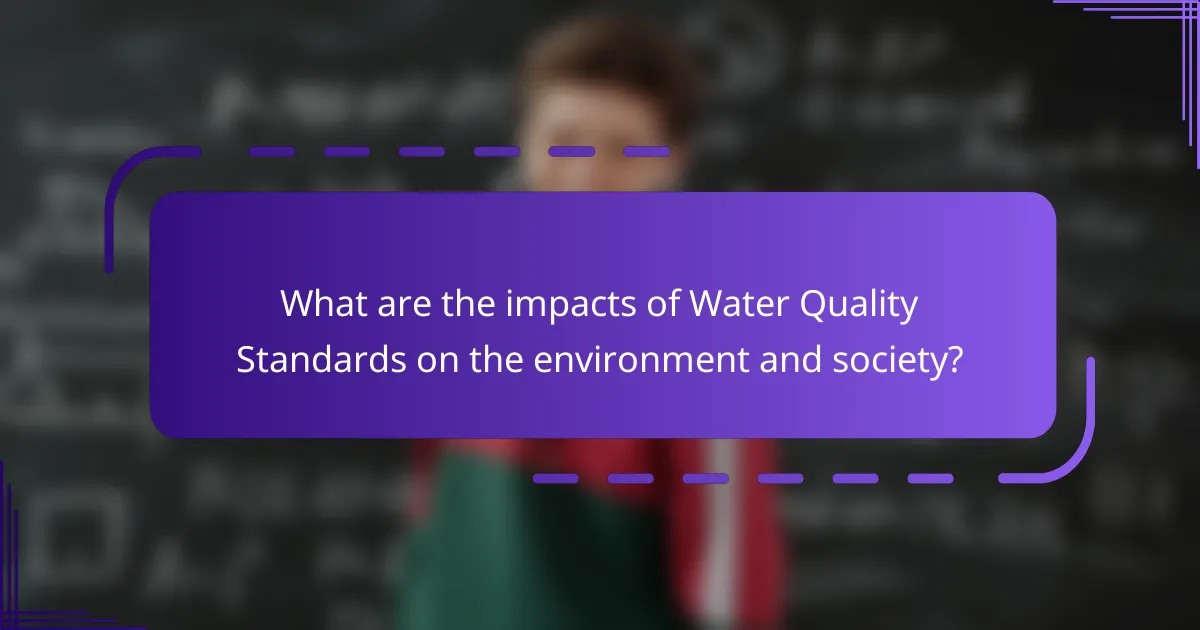 What are the impacts of Water Quality Standards on the environment and society?