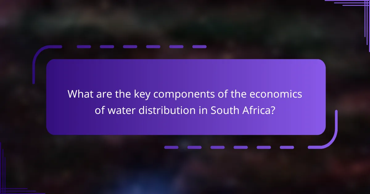 What are the key components of the economics of water distribution in South Africa?