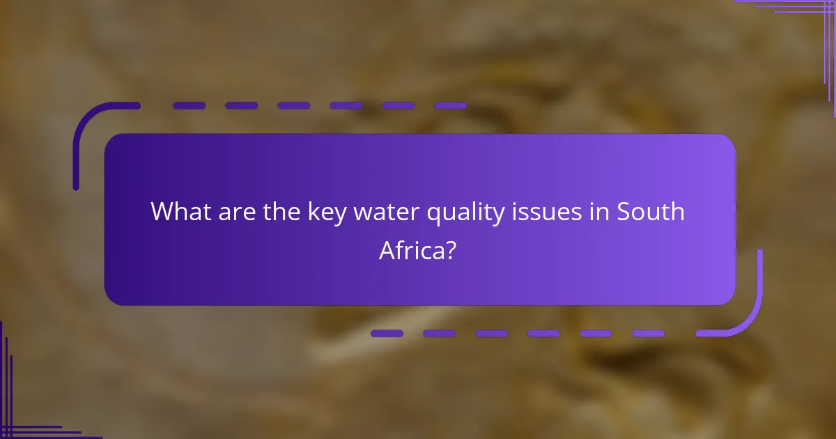 What are the key water quality issues in South Africa?
