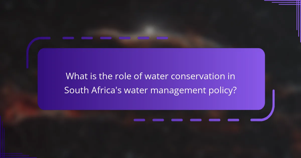 What is the role of water conservation in South Africa's water management policy?