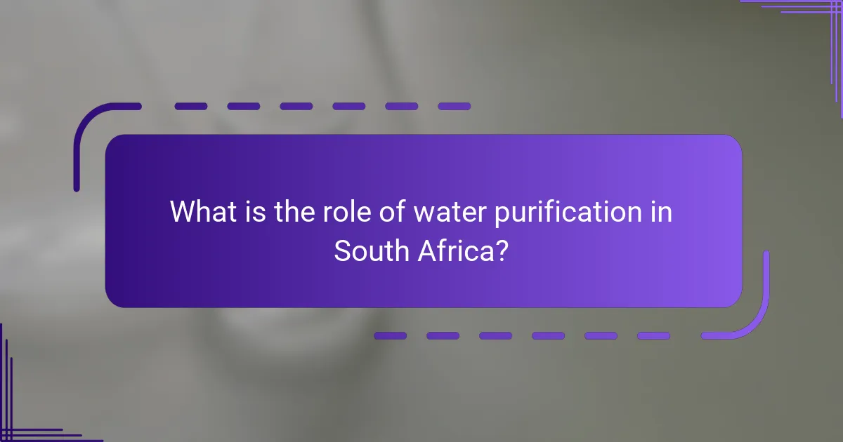 What is the role of water purification in South Africa?