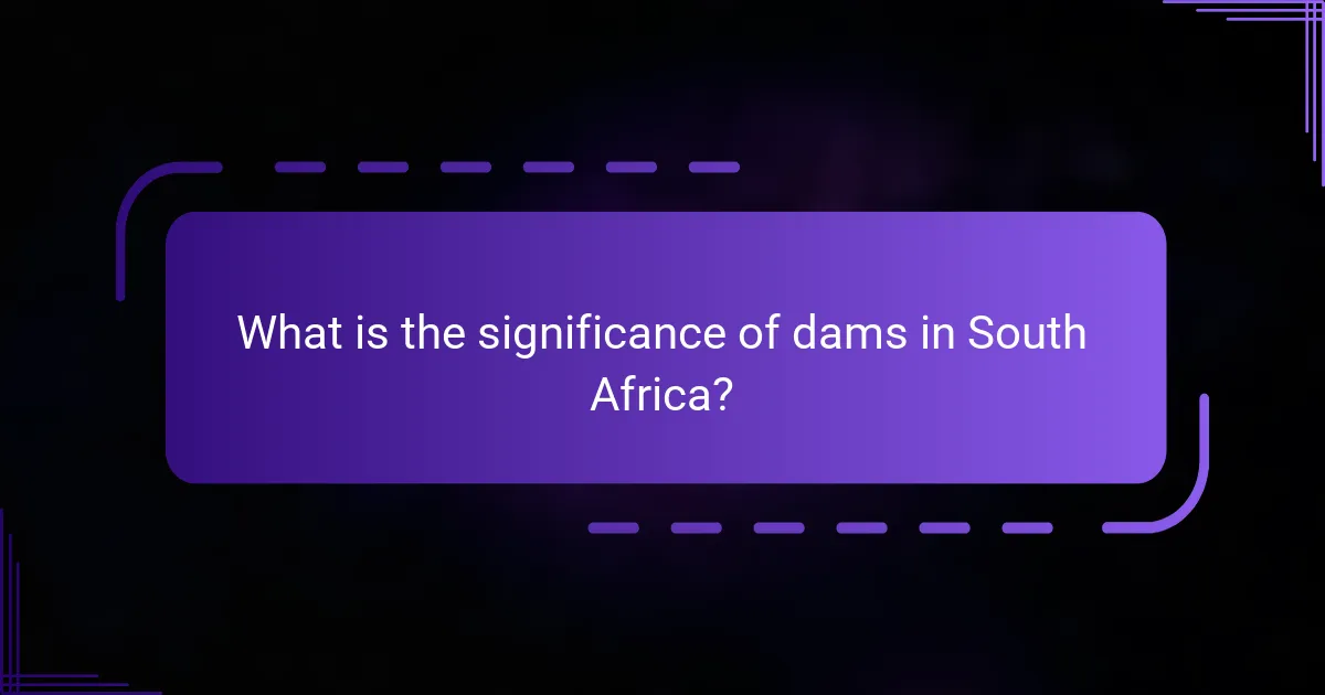 What is the significance of dams in South Africa?