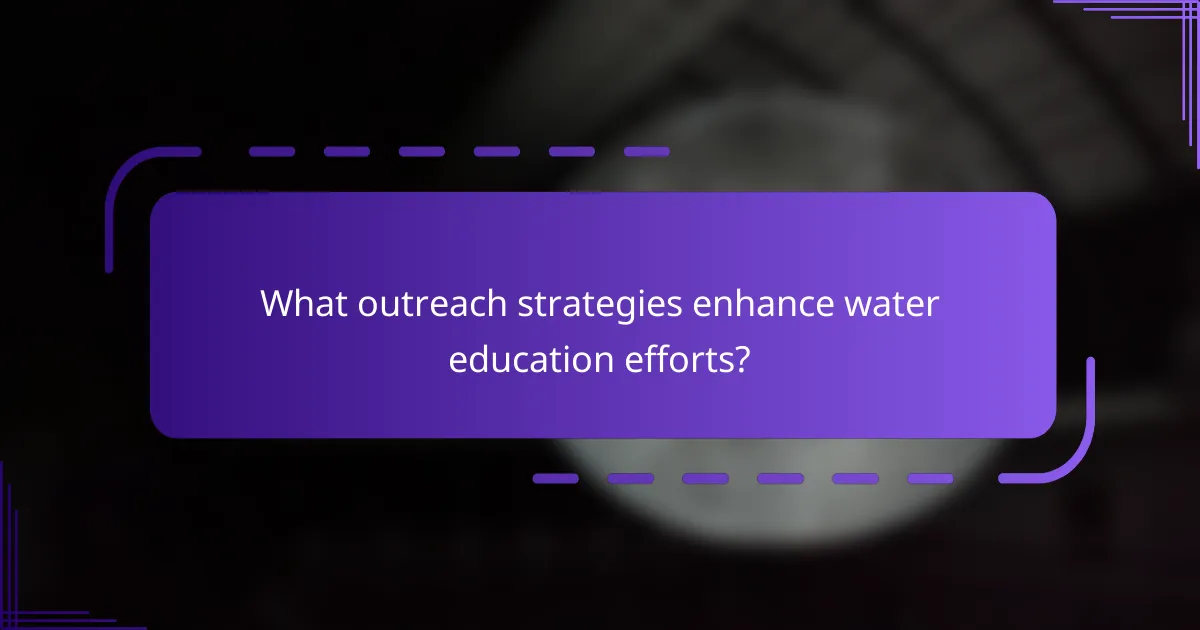 What outreach strategies enhance water education efforts?