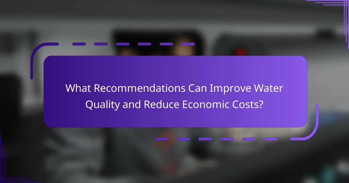 What Recommendations Can Improve Water Quality and Reduce Economic Costs?